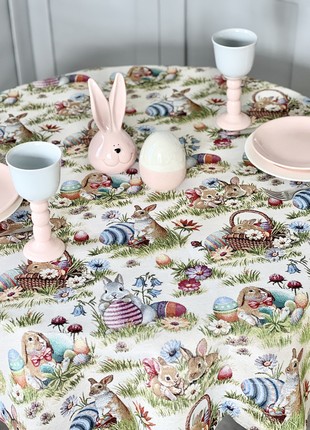Easter tapestry tablecloth 54x54 in (137 x 137 cm.) festive tablecloth4 photo