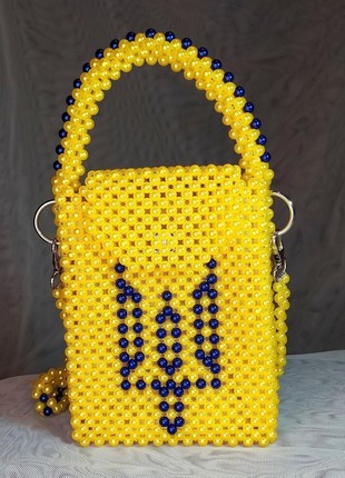 Handmade Bag of beads "From Ukraine with love"2 photo