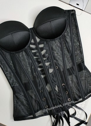 Black slimming corset, transparent corset with cups9 photo