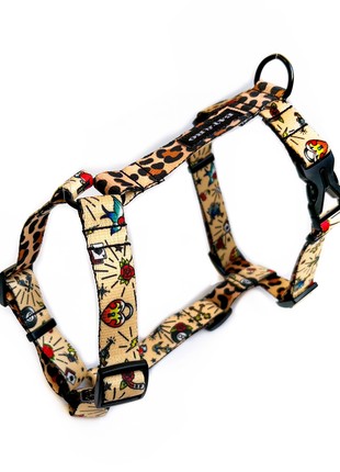 Nylon dog h-harness BAT&RO "Tattoo", size M2 photo