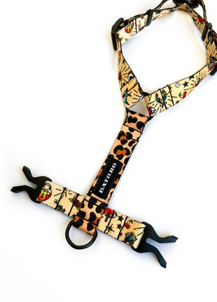 Nylon dog h-harness BAT&RO "Tattoo", size M3 photo