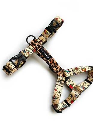 Nylon dog h-harness BAT&RO "Tattoo", size M1 photo