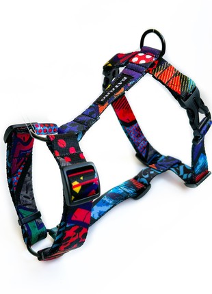 Nylon dog h-harness BAT&RO "Art", size L2 photo