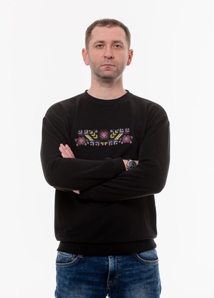 Men's sweatshirt with embroidery "Polyova" black3 photo