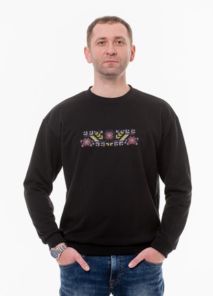 Men's sweatshirt with embroidery "Polyova" black1 photo