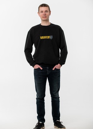 Men's sweatshirt with embroidery "BRAVERY" black4 photo