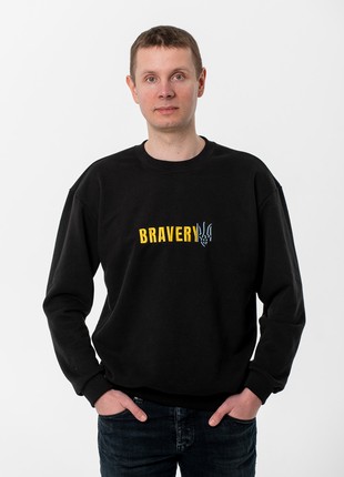 Men's sweatshirt with embroidery "BRAVERY" black1 photo