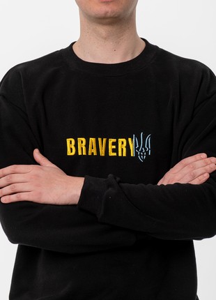 Men's sweatshirt with embroidery "BRAVERY" black2 photo