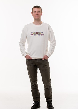 Men's sweatshirt with embroidery "Polyova" milky4 photo