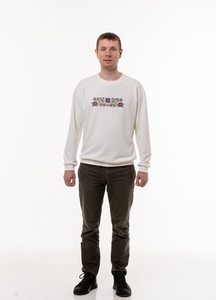 Men's sweatshirt with embroidery "Polyova" milky3 photo