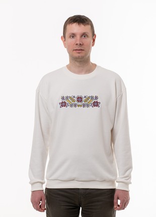 Men's sweatshirt with embroidery "Polyova" milky