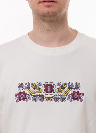 Men's sweatshirt with embroidery "Polyova" milky2 photo