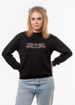 Women's sweatshirt with embroidery "Polyova" black1 photo
