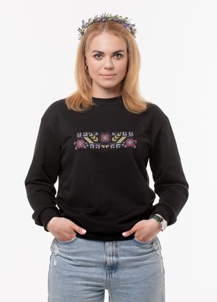 Women's sweatshirt with embroidery "Polyova" black4 photo