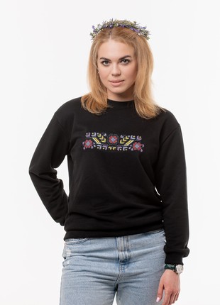 Women's sweatshirt with embroidery "Polyova" black3 photo