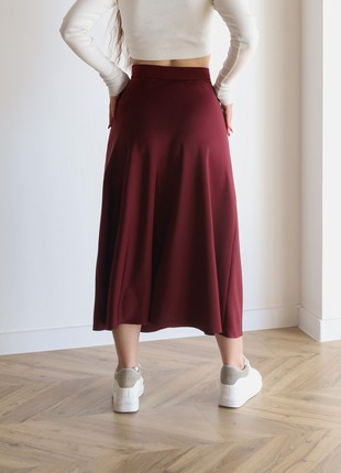 Satin marsala midi a-line skirt6 photo