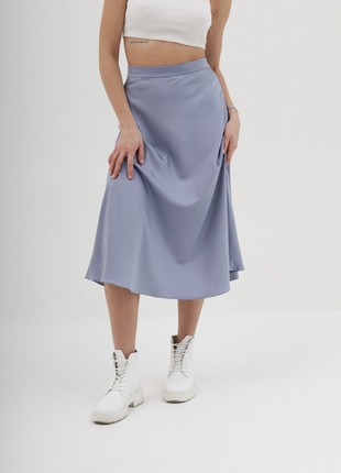 Satin grey midi a-line skirt