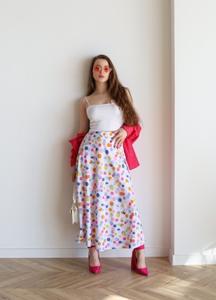 Midi slip skirt in colorful spot print