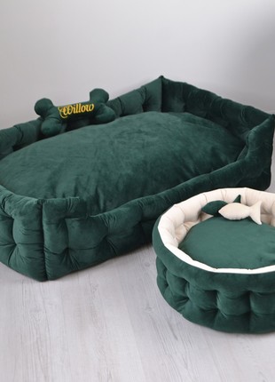 Personalized Emerald Green Dog Bed - 19.6 in. (50 cm.)8 photo