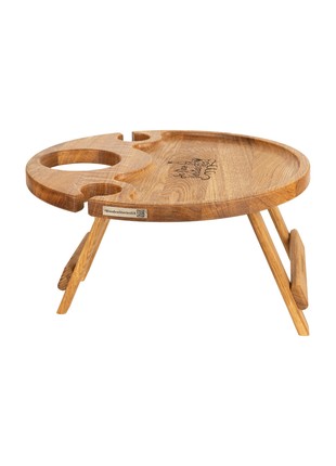 Wine table - Folding bed serving tray - Wooden Portable Table - Outdoor Picnic Tray2 photo