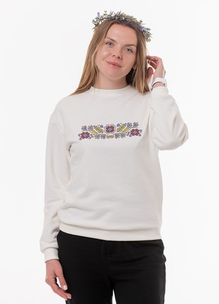 Women's sweatshirt with embroidery "Polyova" milky3 photo