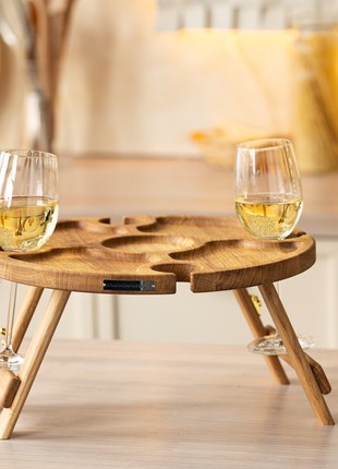 Wine Wooden Portable Picnic Table - Outdoors Cheese and Snack Tray - Wooden Gift Present4 photo