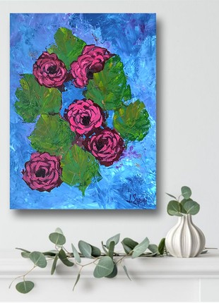 Original oil painting with roses
