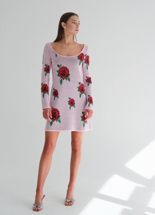 Knitted dress "roses", length 85 cm2 photo