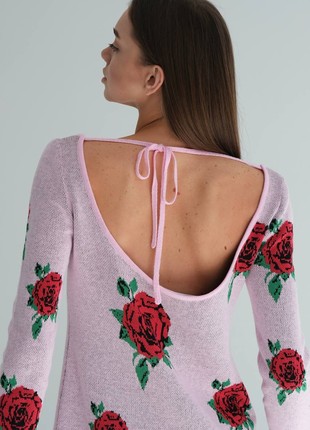 Knitted dress "roses", length 79 cm3 photo