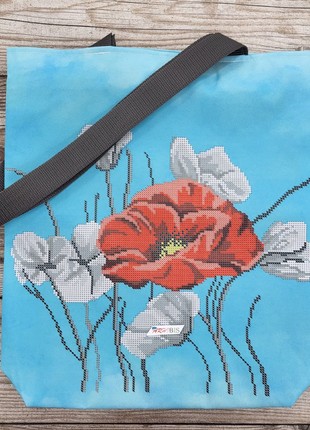 Shopping Bag Poppies Kit Bead Embroidery sv46