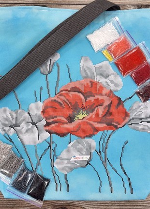 Shopping Bag Poppies Kit Bead Embroidery sv469 photo