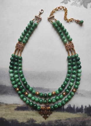 Necklace - zgarda  "Magical herbs"  from jade