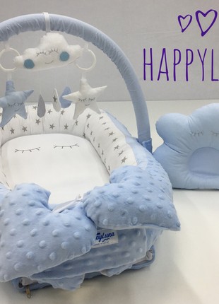 TM Happyluna Babynest for a newborn Premium "Sweet Dreams Blue"