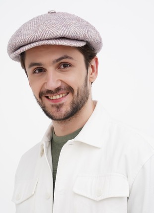 Men's newsboy cap baker boy hat wool beige