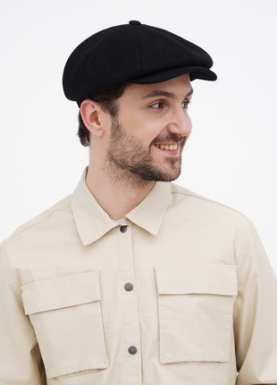 Men's newsboy cap baker boy hats wool black