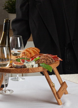 Wine Table - Wooden Portable Table - Folding Bed Tray -Personalized Gift - Housewarming Gift7 photo