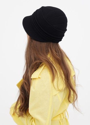 Cloche hat women's made of cashmere black3 photo
