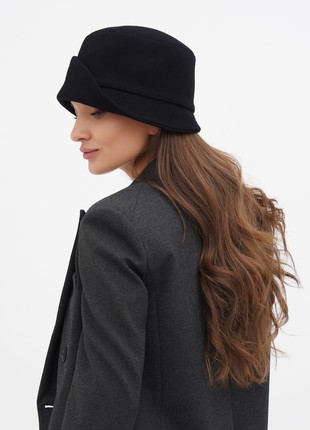 Cloche women's hat made of cashmere black7 photo
