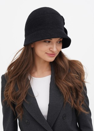 Cloche hat women's grey made of cashmere5 photo