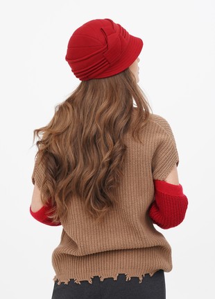 Cloche hat red women's made of cashmere7 photo