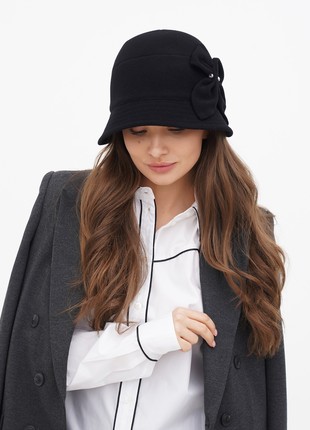 Cloche hat women's made of cashmere black7 photo