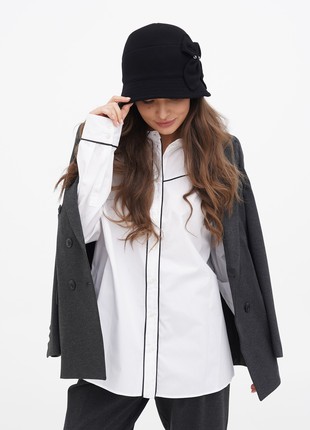 Cloche hat women's made of cashmere black2 photo