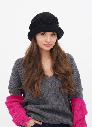 Hat cloche women's made of cashmere grey6 photo