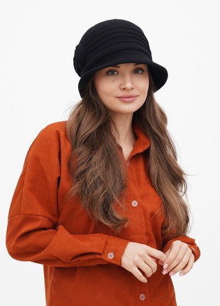 Women's hat cloche made of cashmere black3 photo