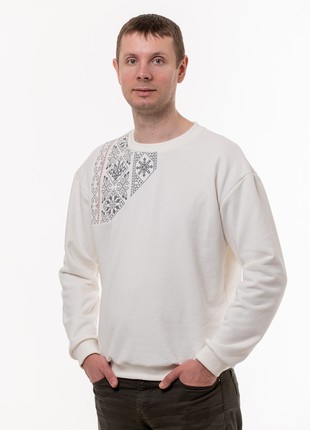 Men's sweatshirt with embroidery "Victory" milky5 photo