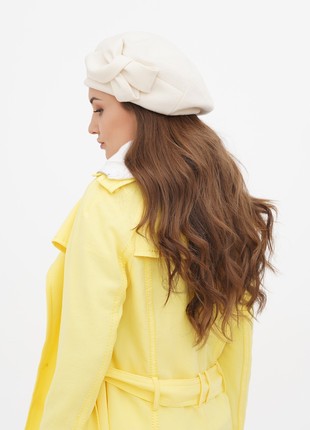 Women beret with a flower cashmere hat beige6 photo