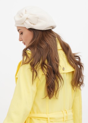 Women beret with a flower cashmere hat beige7 photo