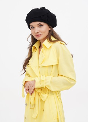 Women beret with a flower cashmere hat black4 photo