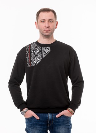 Men's sweatshirt with embroidery "Victory" black3 photo