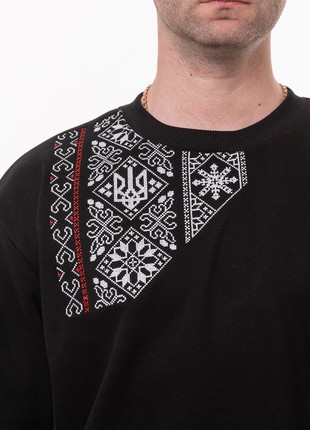 Men's sweatshirt with embroidery "Victory" black2 photo